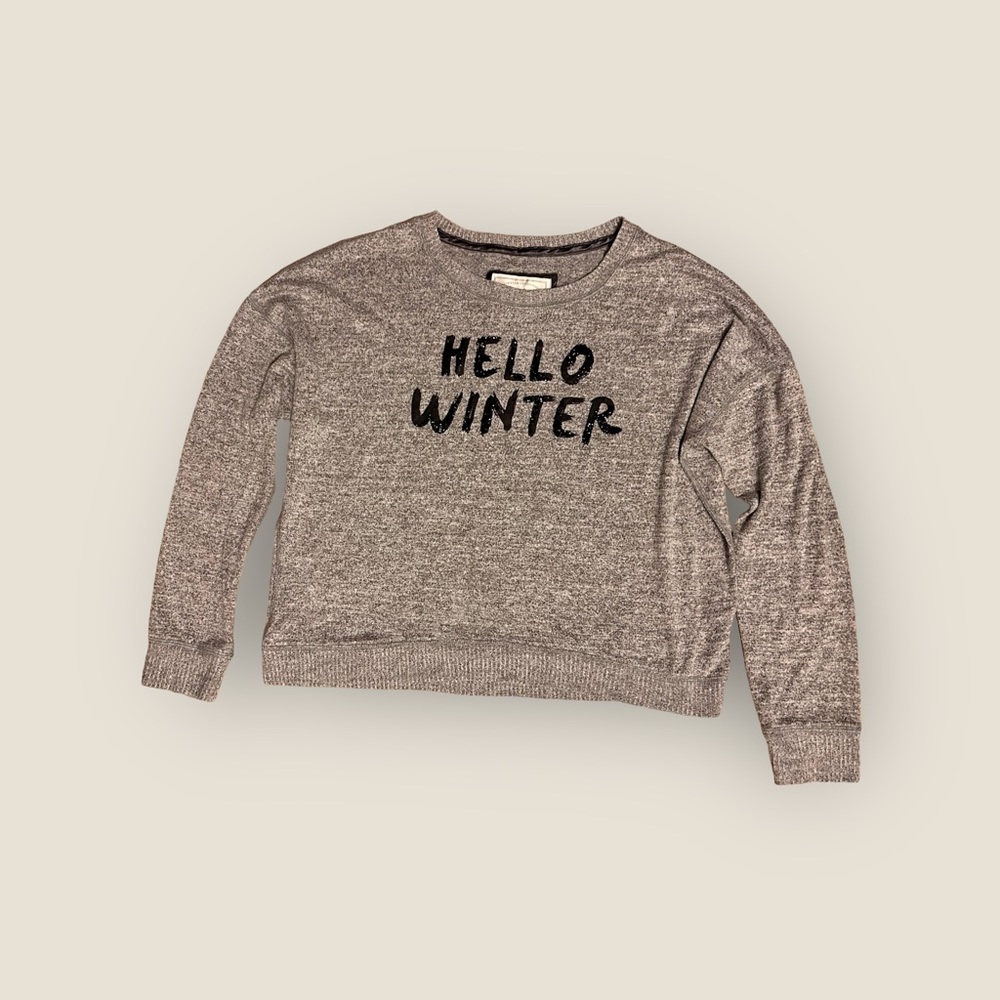 EGUC women's Abercrombie & Fitch "Hello Winter" gray sweater size Medium - Picture 2 of 3